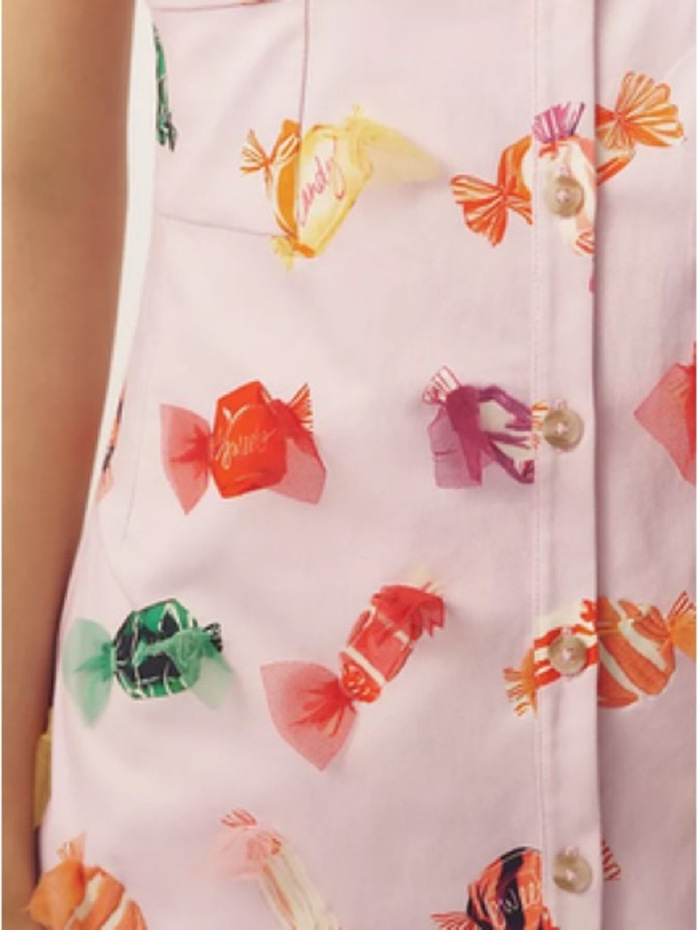 NWT Anthropologie Maeve Candy Print Pink Spaghetti Strap Dress - Picture 3 of 6
